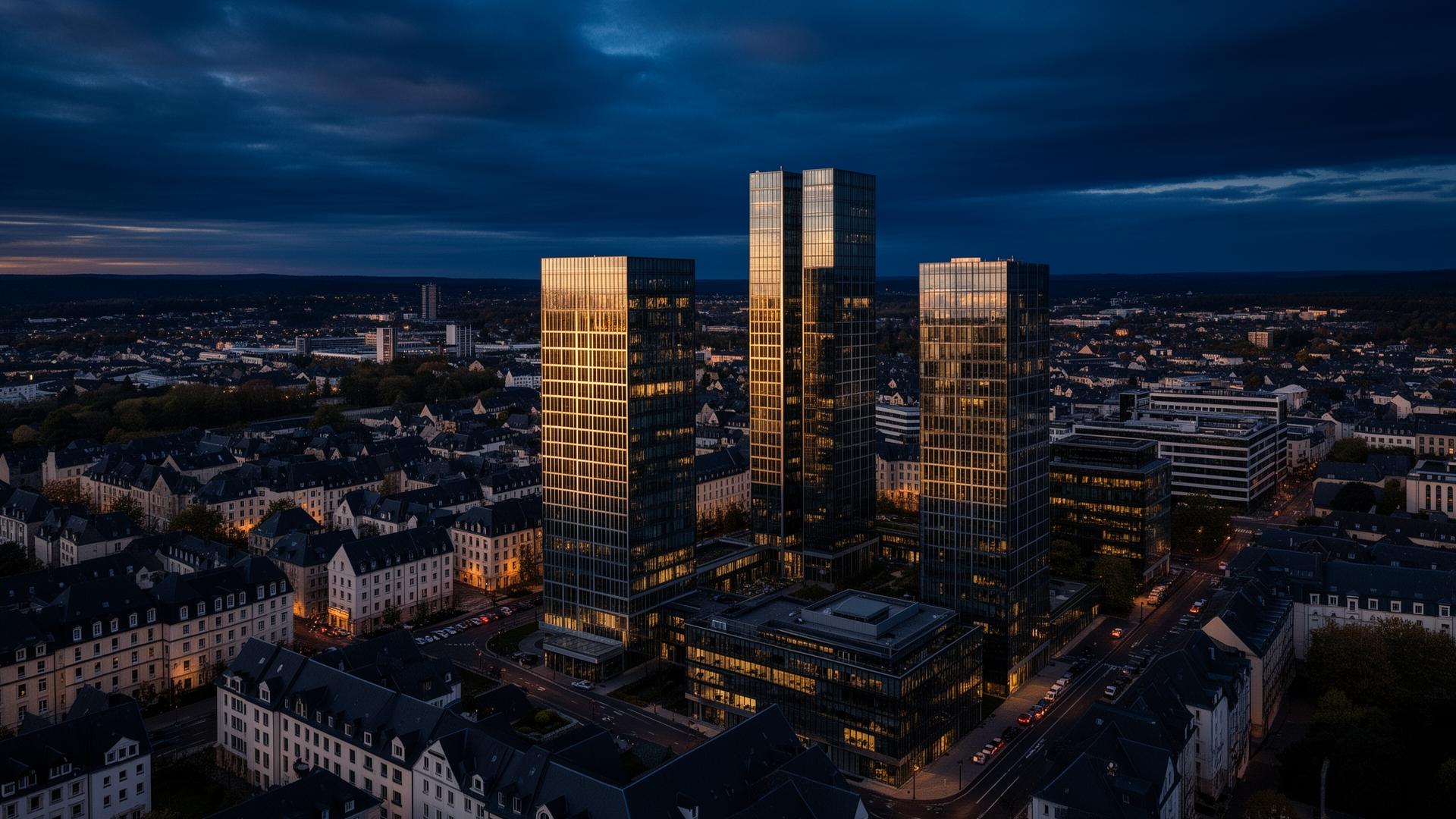 Quartier financier de Luxembourg-Ville au crépuscule